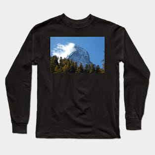 Matterhorn, autumn, trees, forest, clouds, Zermatt, Valais, Switzerland Long Sleeve T-Shirt